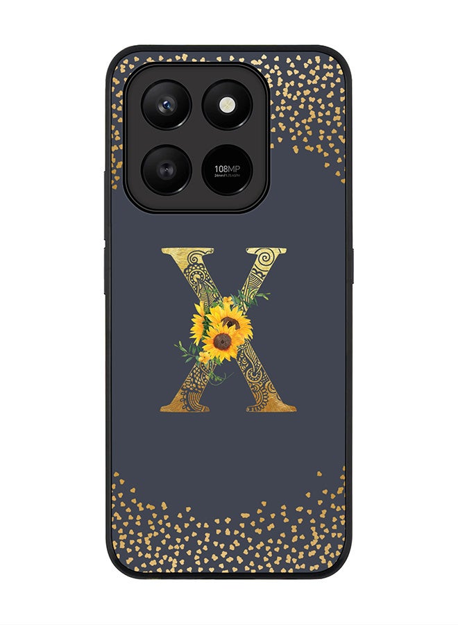 For Honor X7d 4G / X7d 5G / 400 Smart Case,Slim fit Camera Protection, Shockproof Thin Phone cover  - Custom Floral Monogram - X  (Grey )